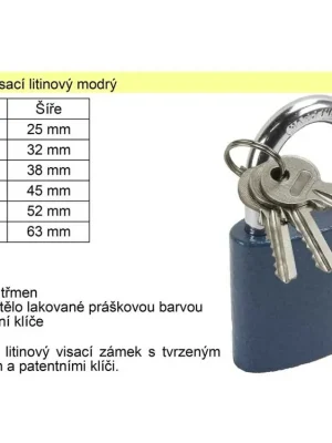 Zámek visací litinový modrý 52 mm