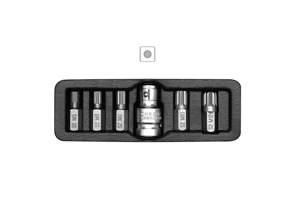 Bity XZN, Spline (tisícihran), sada 7 dílů, pro ráčnu 1/2", Yato