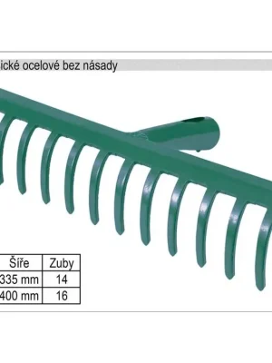 Hrábě klasické ocelové  16 zubů, šíře 400mm, bez násady