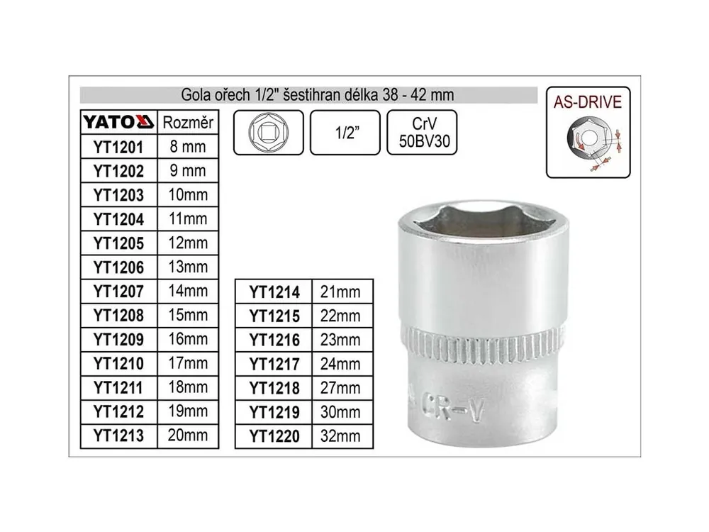 Gola ořech šestihran 1/2" 30mm