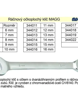 Ráčnový klíč Magg očkoplochý 9mm