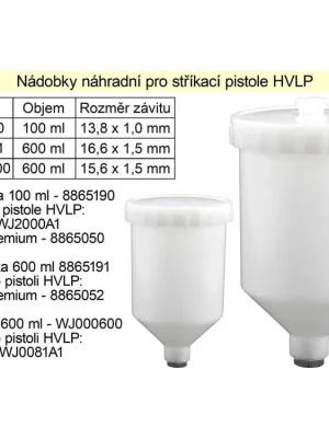 Nádobka náhradní pro stříkací pistoli objem 100 ml