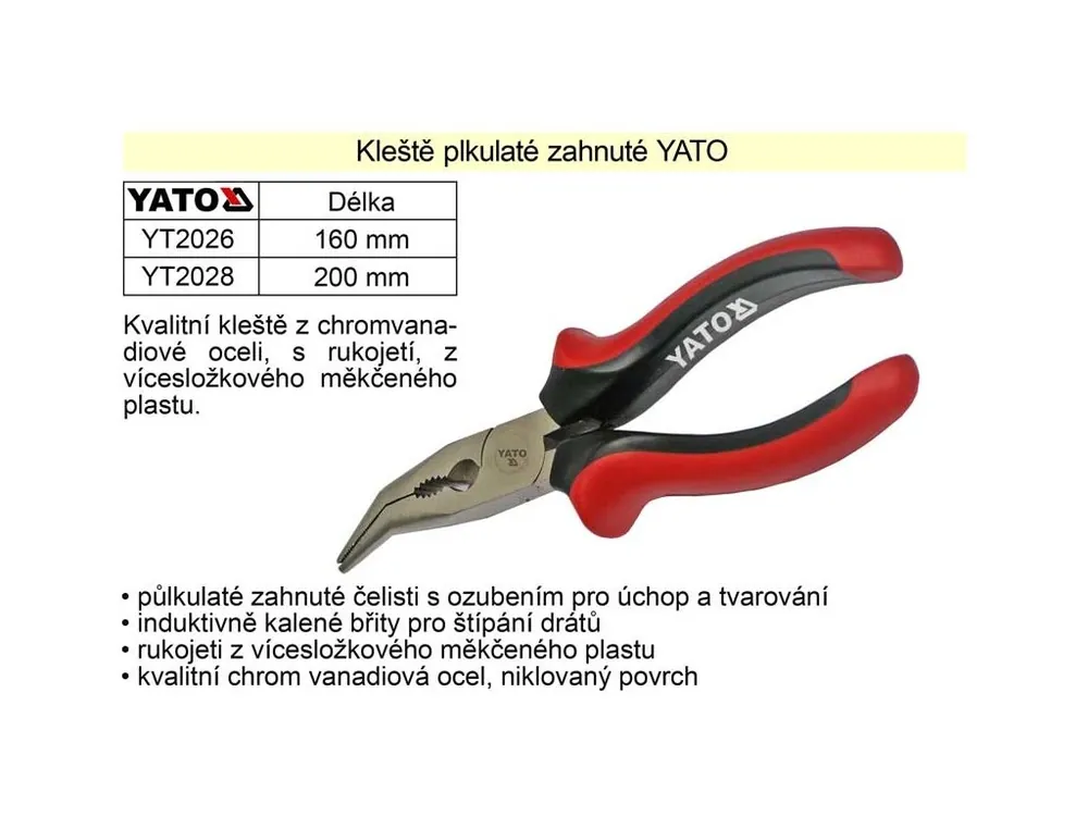 Kleště YATO půlkulaté zahnuté 200mm
