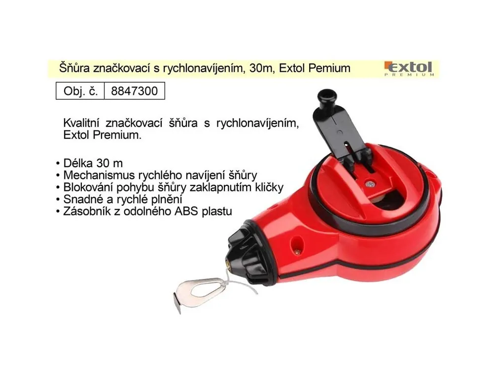 Šňůra značkovací s rychlonavíjením, 30m, Extol Pemium