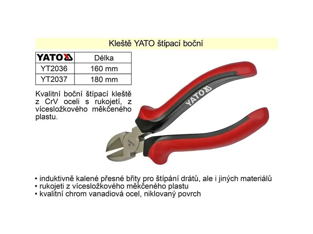 Kleště YATO štípací boční 180mm