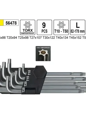 Klíče Torx zahnuté T10 - T50