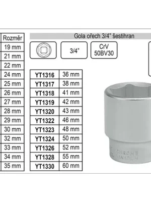 Gola ořech šestihran 30mm 3/4"