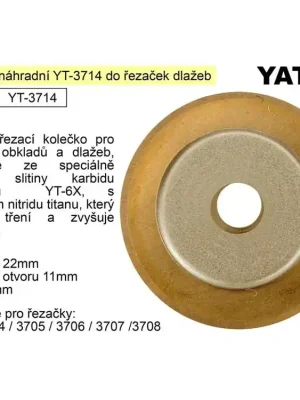 Kolečko řezací náhradní YT-3714 pro řezačky dlažeb