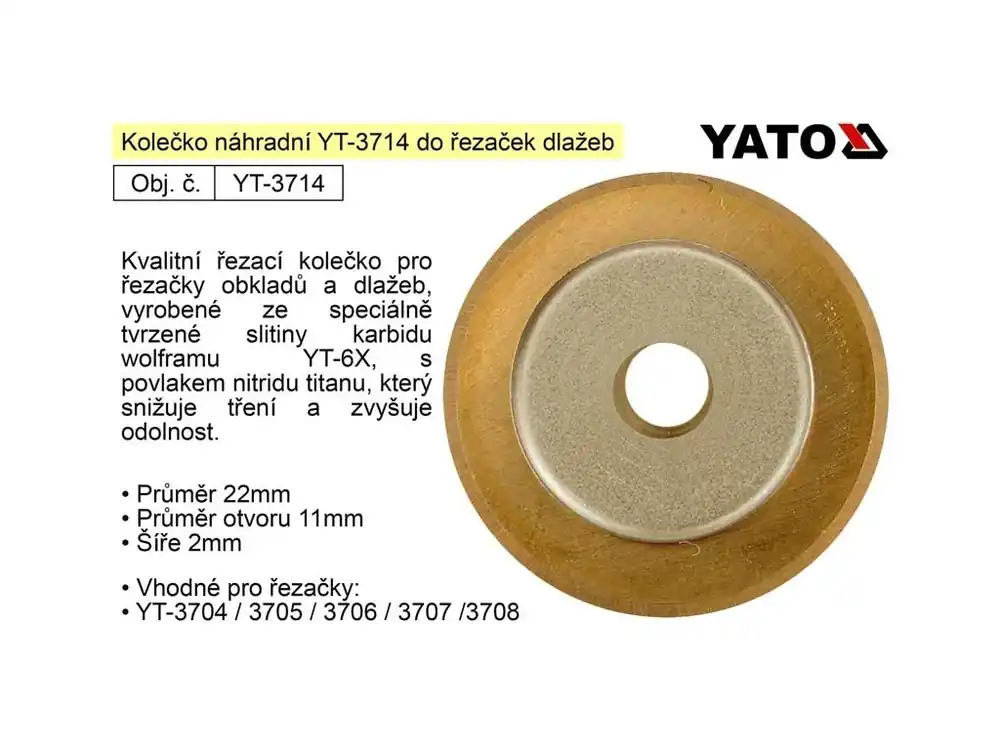Kolečko řezací náhradní YT-3714 pro řezačky dlažeb