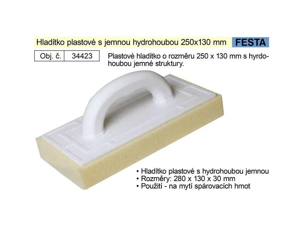Hladítko s hydro houbou jemnou, 250x130mm