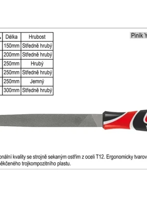 Pilník YATO plochý délka 250mm hrubý