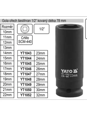 Gola ořech šestihran 1/2" kovaný prodloužený 25mm