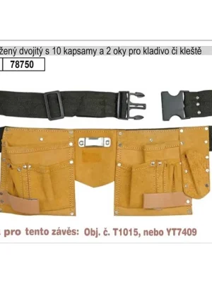 Kapsář kožený s 2 hlavními kapsami s opaskem