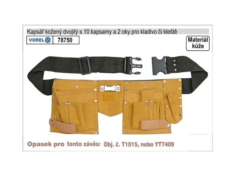 Kapsář kožený s 2 hlavními kapsami s opaskem