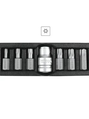 Bity Torx (vrtané), sada 7 dílů, pro ráčnu 1/2", Yato