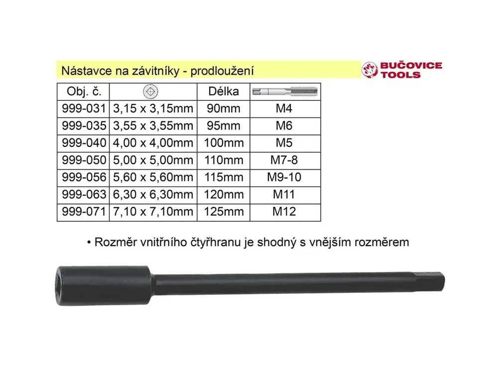 Nástavec pro závitník délka 80mm prodloužení: 2,7mm