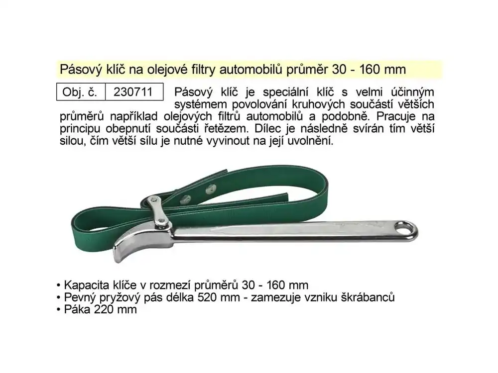 Pásový klíč na olejové filtry 30 - 160 mm