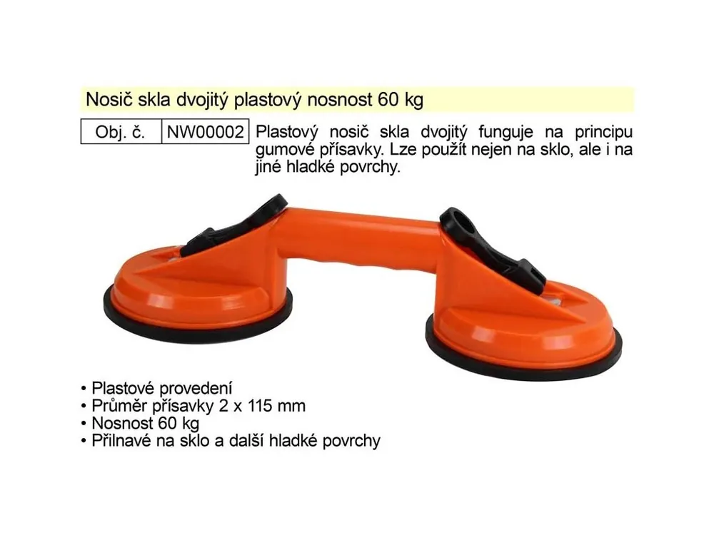 Nosič skla dvojitý plastový, přísavka