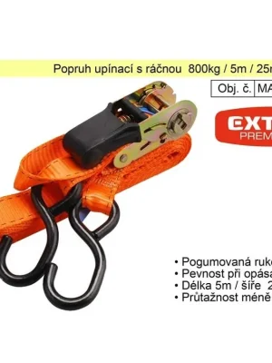 Popruh upínací s ráčnou 800kg / 5m / 25mm 1 kus