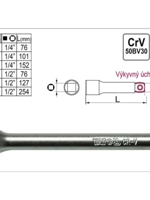 Prodloužení 1/2" výkyvné délka 254mm