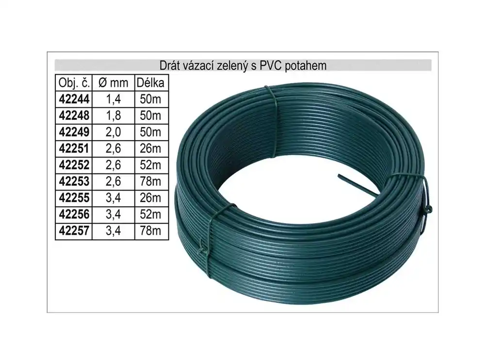 Drát napínací s PVC potahem 2,6mm délka 78m