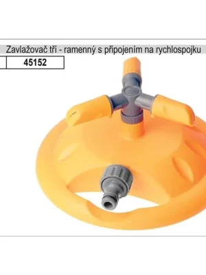 Zavlažovač rotační  3 ramenný pro zahradní hadici s připojením na rychlospojku