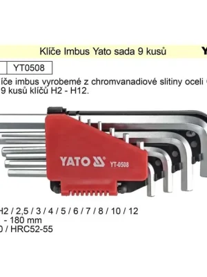 Klíče imbus zahnuté 2 - 12 mm Yato