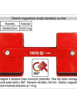 Úhelník magnetický dvojitý stavitelný úhel 2 x 85x65x22mm, ke svařování