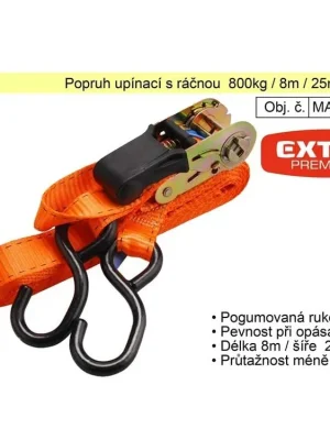 Popruh upínací s ráčnou 800kg / 8m / 25mm 1 kus