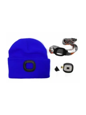 MAGG čepice s čelovkou 45lm, nabíjecí, USB, modrá, univerzální velikost
