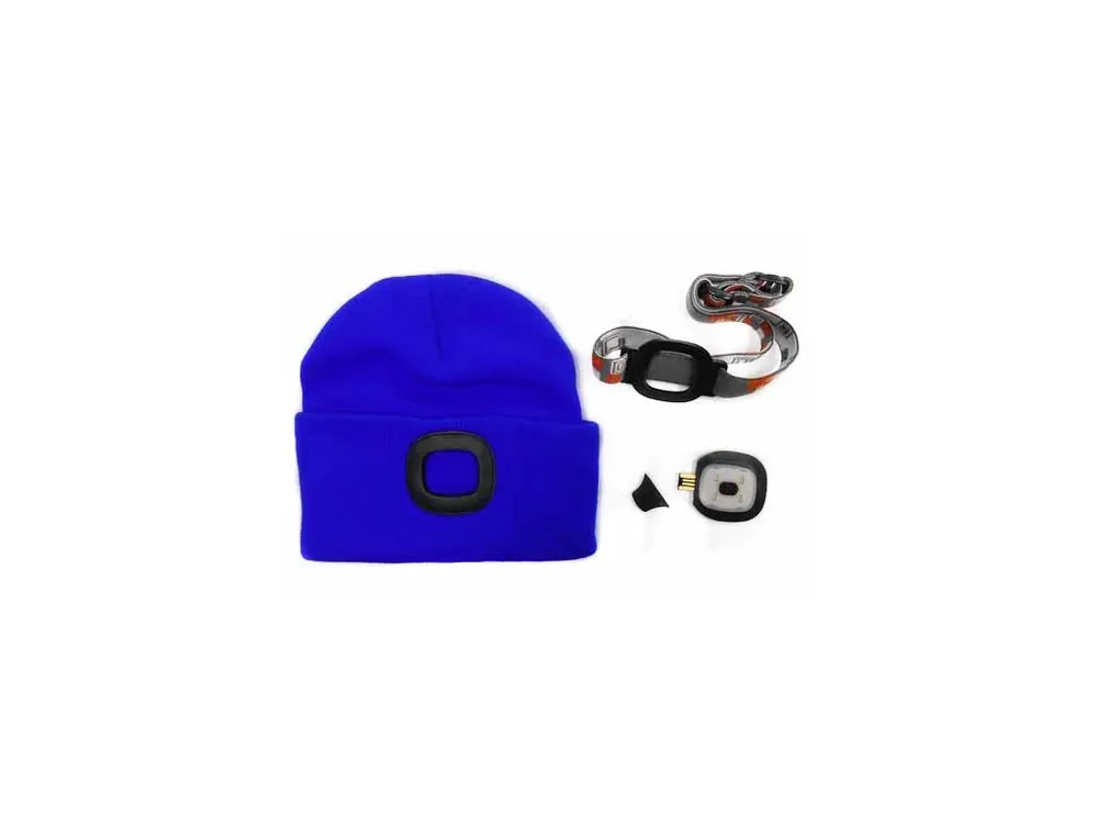 MAGG čepice s čelovkou 45lm, nabíjecí, USB, modrá, univerzální velikost