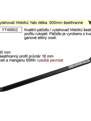 Páčidlo vytahovač hřebíků kované délka  600mm šestihranný profil 18mm