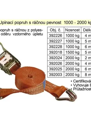 Popruh upínací pás s ráčnou 2t/8m/35mm