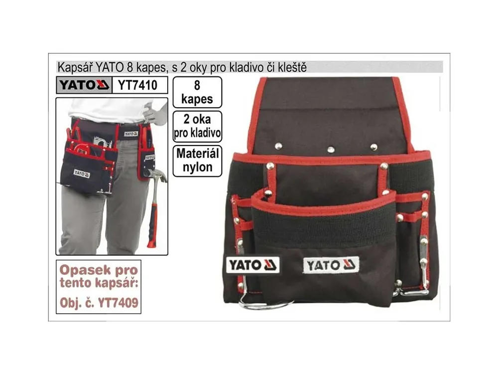 Kapsář YATO s 8 kapsami a 2 závěsnými oky