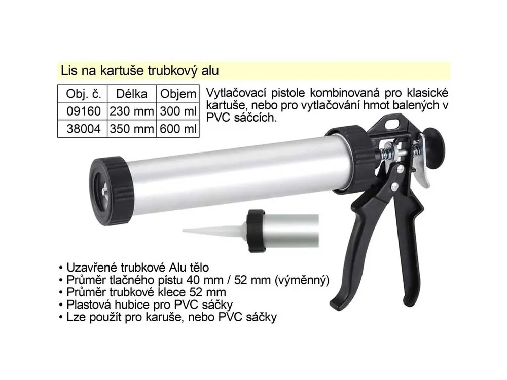 Lis na kartuše trubkový alu 310 ml