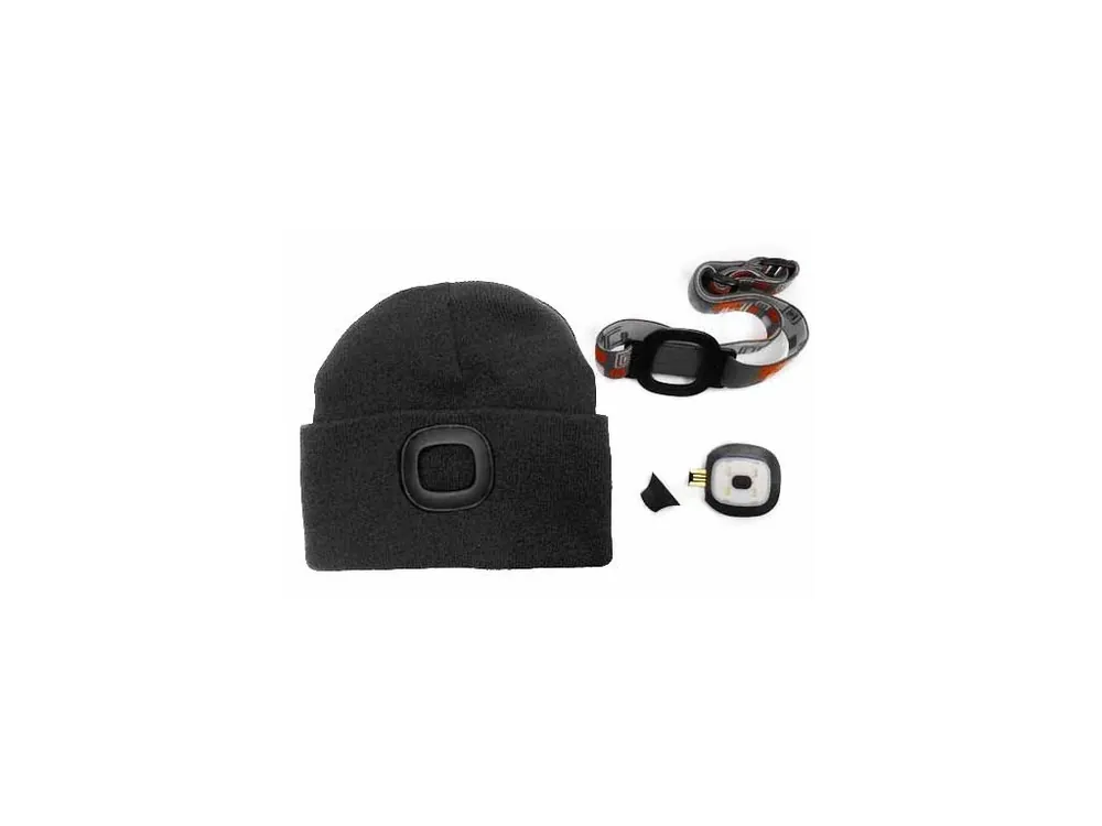 MAGG čepice s čelovkou 45lm, nabíjecí, USB, černá, univerzální velikost