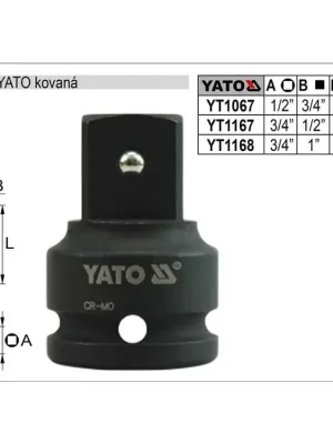 Redukce YATO kovaná vnější čtyřhran 1"- vnitřní čtyřhran 3/4"