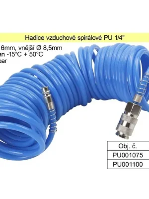 Hadice vzduchová spirálová PU 1/4" délka 10m