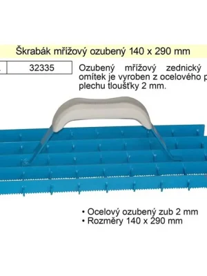Škrabák mřížový ozubený 140 x 290 mm