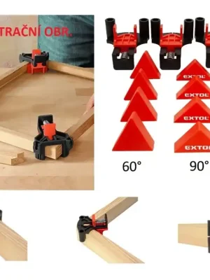 EXTOL PREMIUM svorky TRUHLÁŘSKÉ svěrky rohové úhlové, úhly 60°-90°-120°, sada