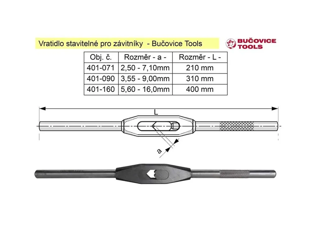 Vratidlo pro závitníky čtyřhran 2-4,5 mm Bučovice Tools