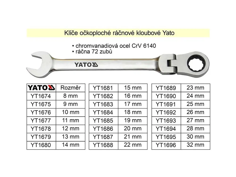 YATO Ráčnový klíč očkoplochý s kloubem 21mm