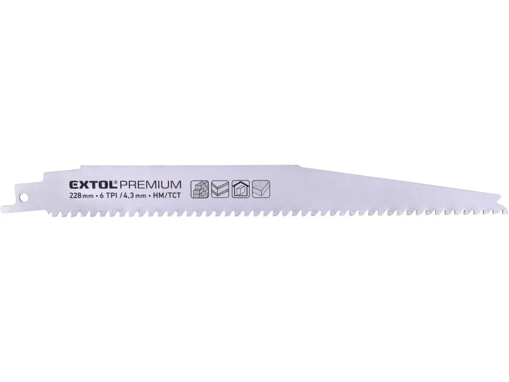 EXTOL PREMIUM plátek do pily ocasky s SK zuby, 228x24x1,25mm, na stavební materiály