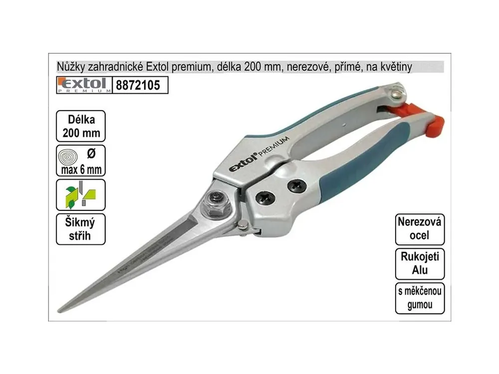 Nůžky zahradnické EXTOL PREMIUM 200mm přímé
