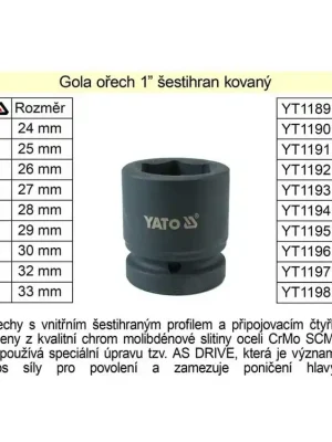 Gola ořech šestihran 1" kovaný 27mm