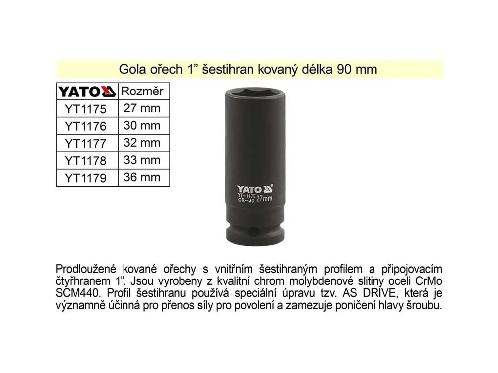 Gola ořech šestihran 1" kovaný prodloužený 32mm