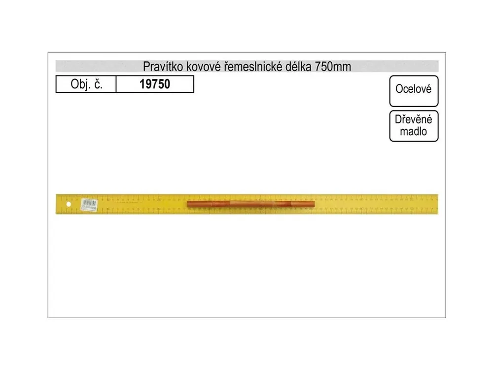 Pravítko kovové řemeslnické délka 750mm (žluté)