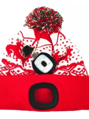 STREND PRO Čepice se světlem X-mas ČERVENÁ, velikost dětská M