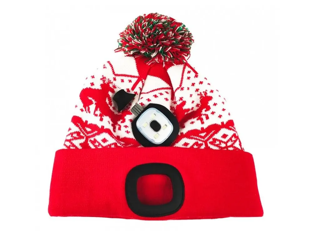 STREND PRO Čepice se světlem X-mas ČERVENÁ, velikost dětská M