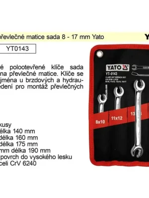 Klíče na převlečné matice sada 8 - 17 mm Yato